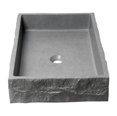 Alfi 24  Solid Concrete Chiseled Style Rectangular Above Mount Vessel Sink - ABCO24R