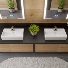 Alfi White 22  Rectangular Wall Mounted Ceramic Sink with Faucet Hole - ABC122