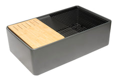 Alfi Workstation 33" x 20" Single Bowl Step Rim Fireclay Farm Sink with Accessories - Gray Matte