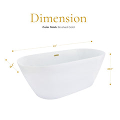 Altair Tazlar 63" x 28" Flatbottom Freestanding Acrylic Soaking Bathtub in Glossy White with Drain and Overflow - 52563-BAT-WH