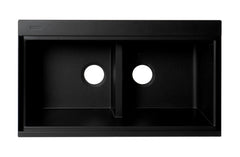 Alfi 33  Granite Composite Workstation Step Rim Double Bowl Undermount Sink with Accessories - AB3418DBUM