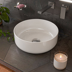 Alfi 15" Round Above Mount Ceramic Sink - White
