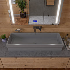 Alfi 48  Grey Matte Above Mount Fireclay Bathroom Trough Sink - AB48TRGM