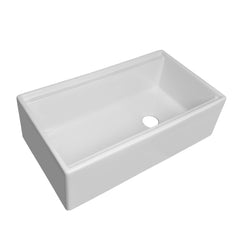 Whitehaus 33  Reversible Single Bowl Fireclay Sink Set with a Smooth Front Apron, Walnut Wood Cutting Board an