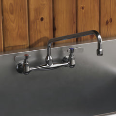 Whitehaus Wall Mount Utility Faucet with Extended Swivel Spout and Lever Handles - WHFS812-C