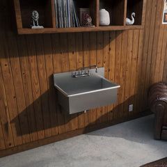 Whitehaus Wall Mount Utility Faucet with Extended Swivel Spout and Lever Handles - WHFS812-C