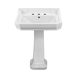 Whitehaus Isabella Collection Traditional Pedestal with Integrated Large Rectangular Bowl, Backsplash, Dual So