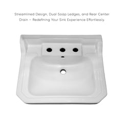 Whitehaus Isabella Collection Traditional Pedestal with Integrated Large Rectangular Bowl, Backsplash, Dual So