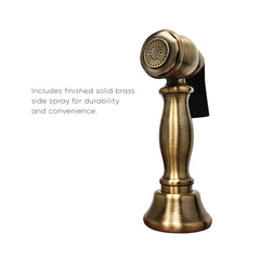 Whitehaus Vintage III Plus Bridge Faucet with Long Gooseneck Swivel Spout, Lever Handles and Solid Brass Side 