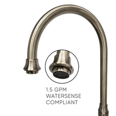 Whitehaus Vintage III Plus Bridge Faucet with Long Gooseneck Swivel Spout, Lever Handles and Solid Brass Side 