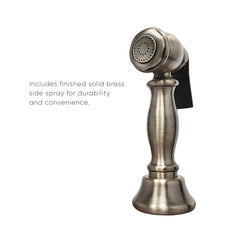 Whitehaus Vintage III Plus Bridge Faucet with Long Gooseneck Swivel Spout, Lever Handles and Solid Brass Side 