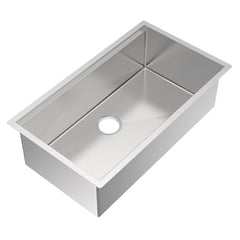 Whitehaus 33  Undermount Single Bowl 16 Gauge Brushed Stainless Steel Workstation Sink With Accessories - WHSW