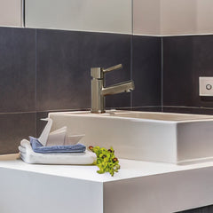 Whitehaus Waterhaus Solid Stainless Steel, Single Hole, Single Lever Lavatory Faucet - WHS0311-SB-BSS