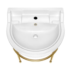 Whitehaus 22  Console Sink With Semi-Circular Bowl, Single Faucet Drilling, Solid Brass Leg Supports, Backspla