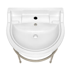 Whitehaus 22  Console Sink With Semi-Circular Bowl, Single Faucet Drilling, Solid Brass Leg Supports, Backspla