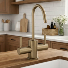 Whitehaus Point of Use Instant Hot/Cold Water Drinking Faucet with Gooseneck Swivel Spout - WHFH-HC1010-AB