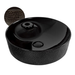 Whitehaus Isabella Plus Collection Round Above Mount Basin with an Embossed Exterior, Smooth Interior, Single 