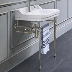 WHITEHAUS 23″ Victoriahaus Console with Integrated Rectangular Bowl, Polished Brass Leg Support - WHV024-L33-1H - The Home Selection