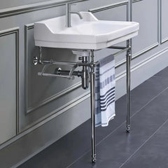 WHITEHAUS 23″ Victoriahaus Console with Integrated Rectangular Bowl, Polished Brass Leg Support - WHV024-L33-1H - The Home Selection