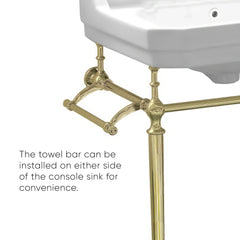 WHITEHAUS 23″ Victoriahaus Console with Integrated Rectangular Bowl, Polished Brass Leg Support - WHV024-L33-1H - The Home Selection