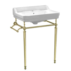 WHITEHAUS 23″ Victoriahaus Console with Integrated Rectangular Bowl, Polished Brass Leg Support - WHV024-L33-1H - The Home Selection
