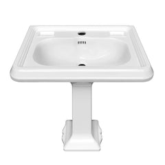 Whitehaus 29" Traditional Pedestal Sink with Large Rectangular Bowl, Dual Soap Ledges, Overflow Control Rim and Overflow - AR854-AR805 - The Home Selection