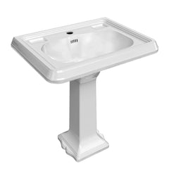 Whitehaus 29" Traditional Pedestal Sink with Large Rectangular Bowl, Dual Soap Ledges, Overflow Control Rim and Overflow - AR854-AR805 - The Home Selection
