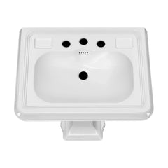 Whitehaus 29" Traditional Pedestal Sink with Large Rectangular Bowl, Dual Soap Ledges, Overflow Control Rim and Overflow - AR854-AR805 - The Home Selection