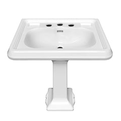 Whitehaus 29" Traditional Pedestal Sink with Large Rectangular Bowl, Dual Soap Ledges, Overflow Control Rim and Overflow - AR854-AR805 - The Home Selection