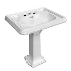Whitehaus 29" Traditional Pedestal Sink with Large Rectangular Bowl, Dual Soap Ledges, Overflow Control Rim and Overflow - AR854-AR805 - The Home Selection