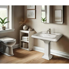 Whitehaus 29" Traditional Pedestal Sink with Large Rectangular Bowl, Dual Soap Ledges, Overflow Control Rim and Overflow - AR854-AR805 - The Home Selection