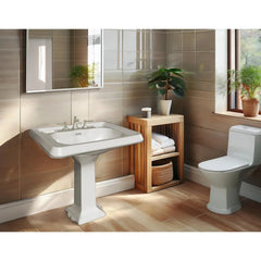Whitehaus 29" Traditional Pedestal Sink with Large Rectangular Bowl, Dual Soap Ledges, Overflow Control Rim and Overflow - AR854-AR805 - The Home Selection