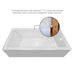 Whitehaus 60" Alcove Soaking Bathtub With Drain Hole Options - WHAB6030 - The Home Selection