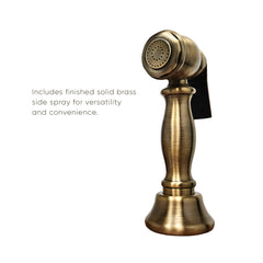 Whitehaus Bridge Faucet with Long Gooseneck Swivel Spout, Cross Handles and Solid Brass Side Spray - WHKBTCR3-9101-NT - The Home Selection