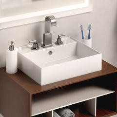 Whitehaus Rectangular Basin with Single Faucet Drilling & Overflow - B-AG - The Home Selection