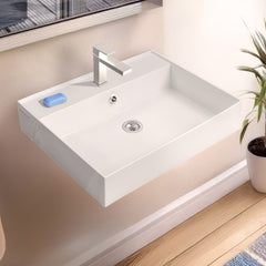 Whitehaus Rectangular Basin with Single Faucet Drilling & Overflow - B-AG - The Home Selection