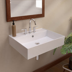 Whitehaus Rectangular Basin with Single Faucet Drilling & Overflow - B-AG - The Home Selection