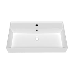 Whitehaus Rectangular Basin with Single Faucet Drilling & Overflow - B-AG - The Home Selection