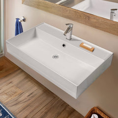 Whitehaus Rectangular Basin with Single Faucet Drilling & Overflow - B-AG - The Home Selection