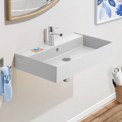 Whitehaus Rectangular Basin with Single Faucet Drilling & Overflow - B-AG - The Home Selection