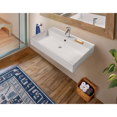 Whitehaus Rectangular Basin with Single Faucet Drilling & Overflow - B-AG - The Home Selection