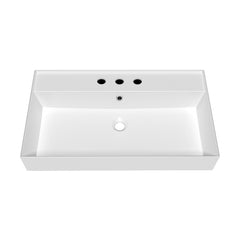 Whitehaus Rectangular Basin with Single Faucet Drilling & Overflow - B-AG - The Home Selection
