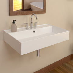Whitehaus Rectangular Basin with Single Faucet Drilling & Overflow - B-AG - The Home Selection