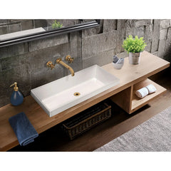 Whitehaus Rectangular Semi-Recessed Basin with Center Drain Location - B-AGS - The Home Selection