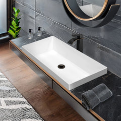Whitehaus Rectangular Semi-Recessed Basin with Center Drain Location - B-AGS - The Home Selection
