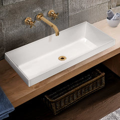 Whitehaus Rectangular Semi-Recessed Basin with Center Drain Location - B-AGS - The Home Selection