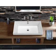 Whitehaus Rectangular Semi-Recessed Basin with Center Drain Location - B-AGS - The Home Selection