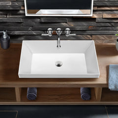 Whitehaus Rectangular Semi-Recessed Basin with Center Drain Location - B-AGS - The Home Selection