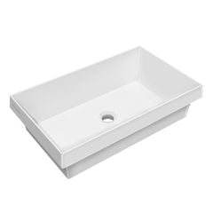 Whitehaus Rectangular Semi-Recessed Basin with Center Drain Location - B-AGS - The Home Selection