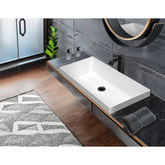 Whitehaus Rectangular Semi-Recessed Basin with Center Drain Location - B-AGS - The Home Selection